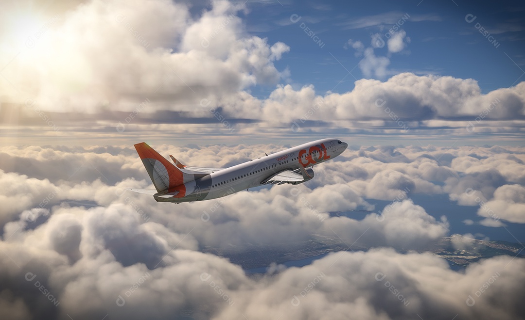 Avião da gol sobrevoando pelo céu