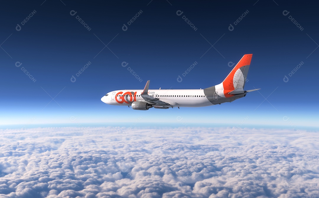 Avião da gol sobrevoando pelo céu