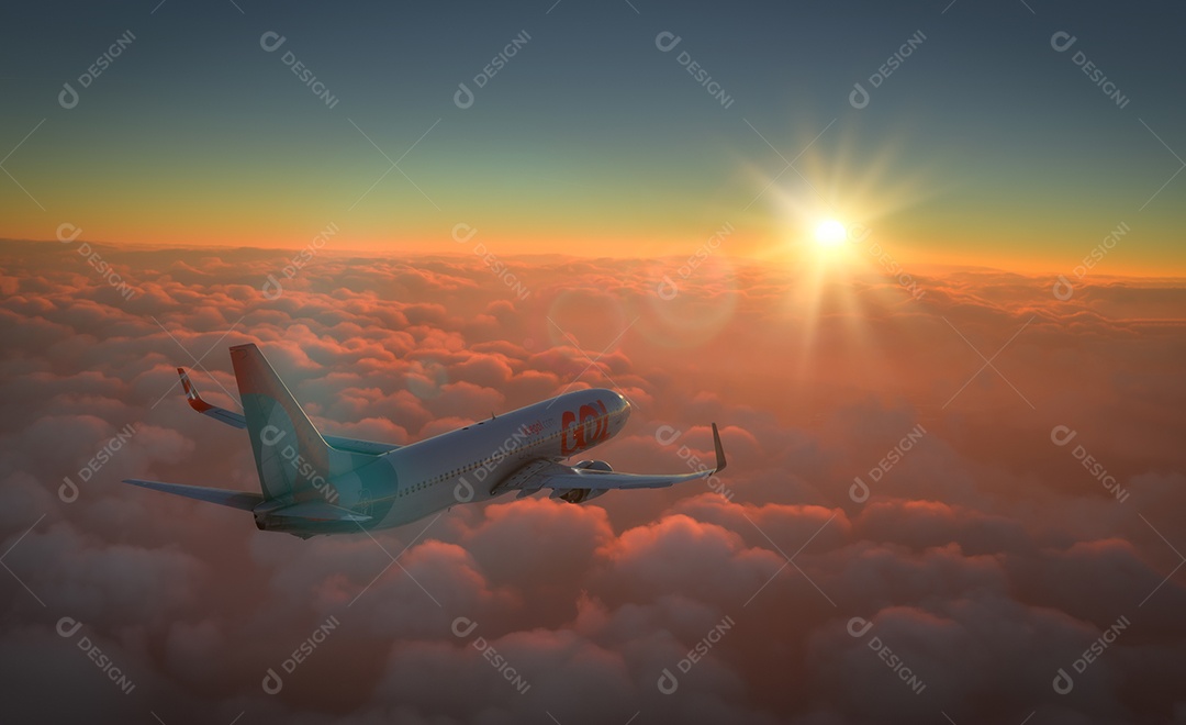 Avião da gol sobrevoando pelo céu