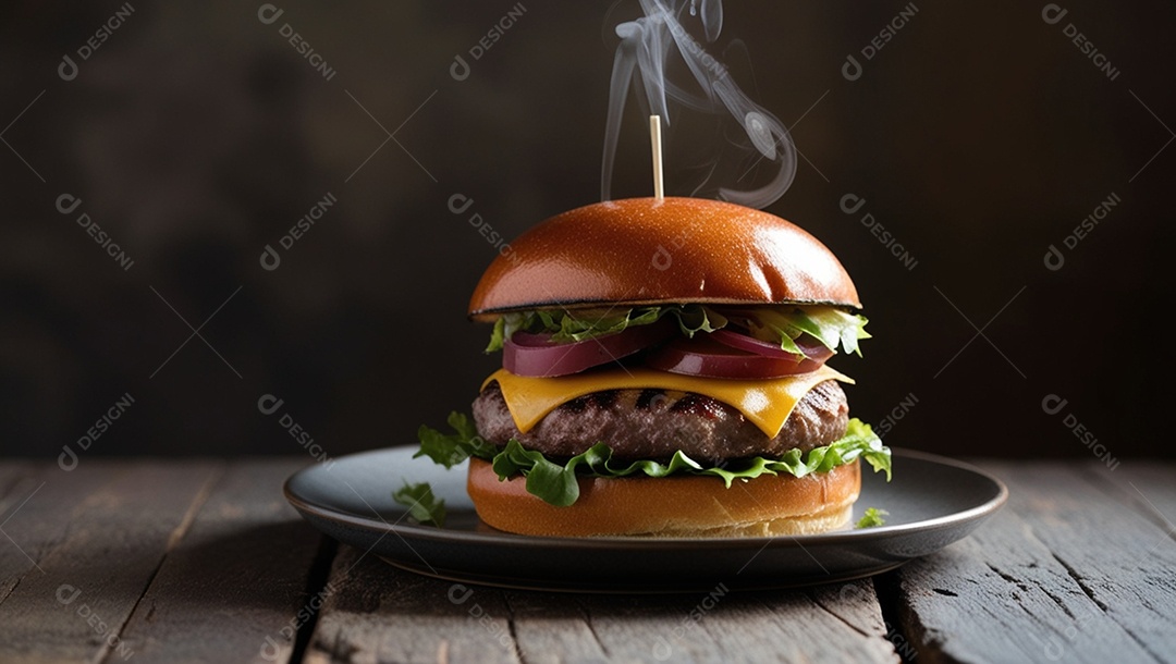 Hambúrguer com pão de carne e legumes