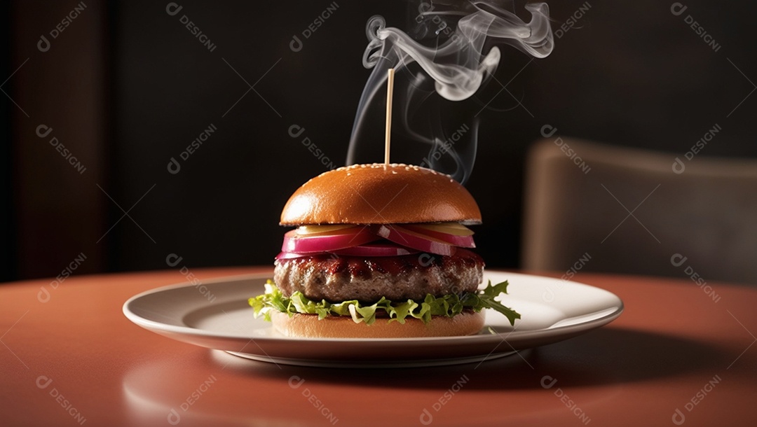 Hambúrguer delicioso sobre um prato