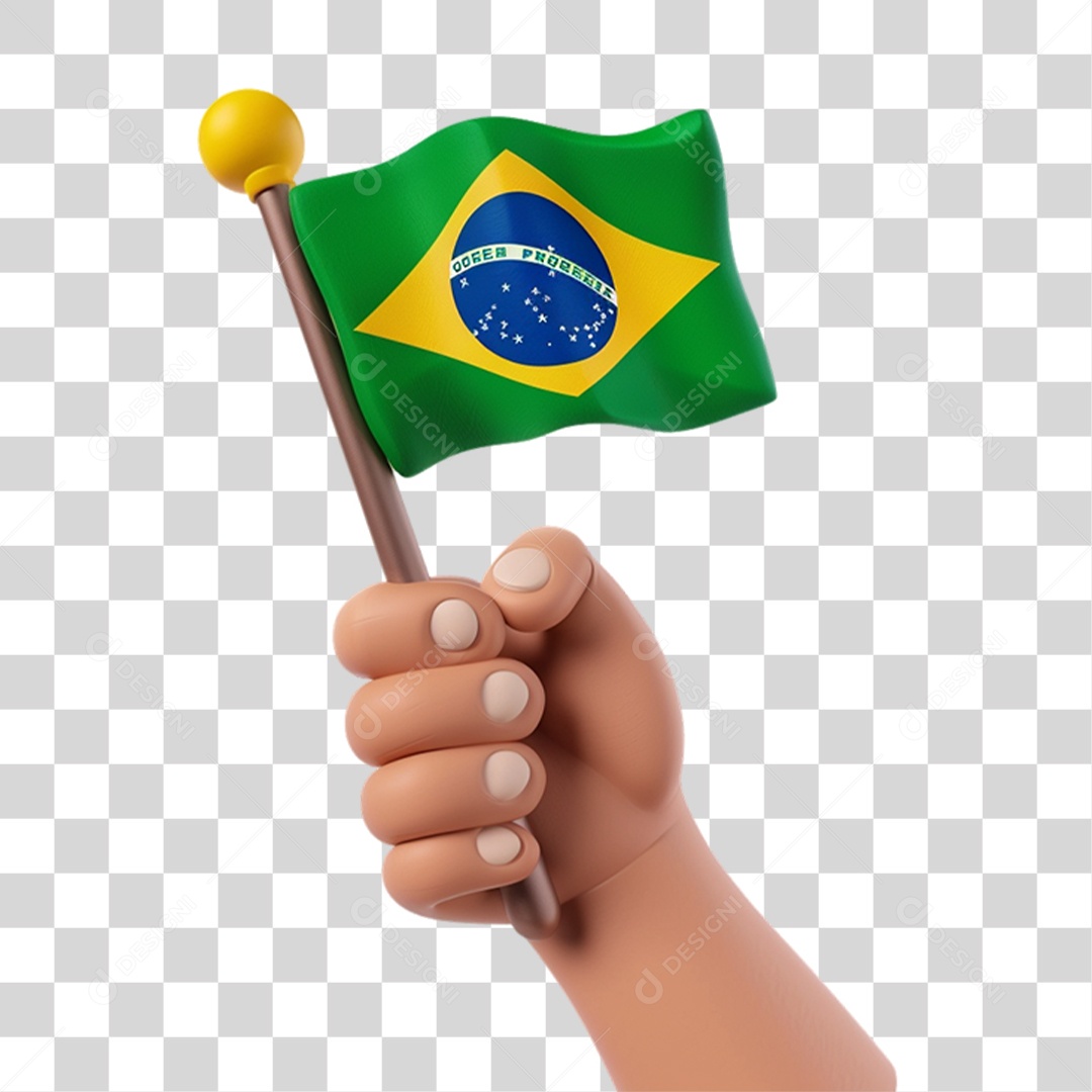 Mão Segurando Bandeira do Brasil PNG Transparente