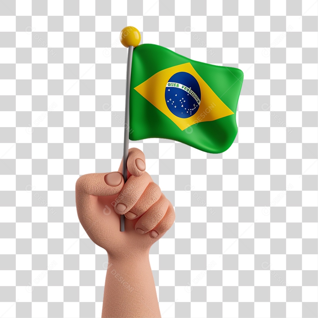 Mão Segurando Bandeira do Brasil PNG Transparente