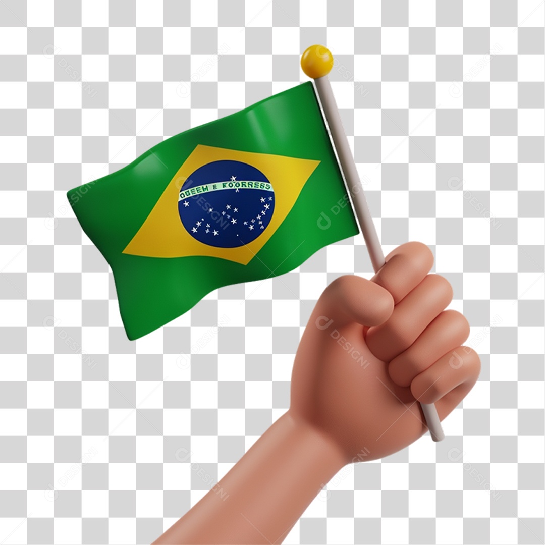 Mão Segurando Bandeira do Brasil PNG Transparente