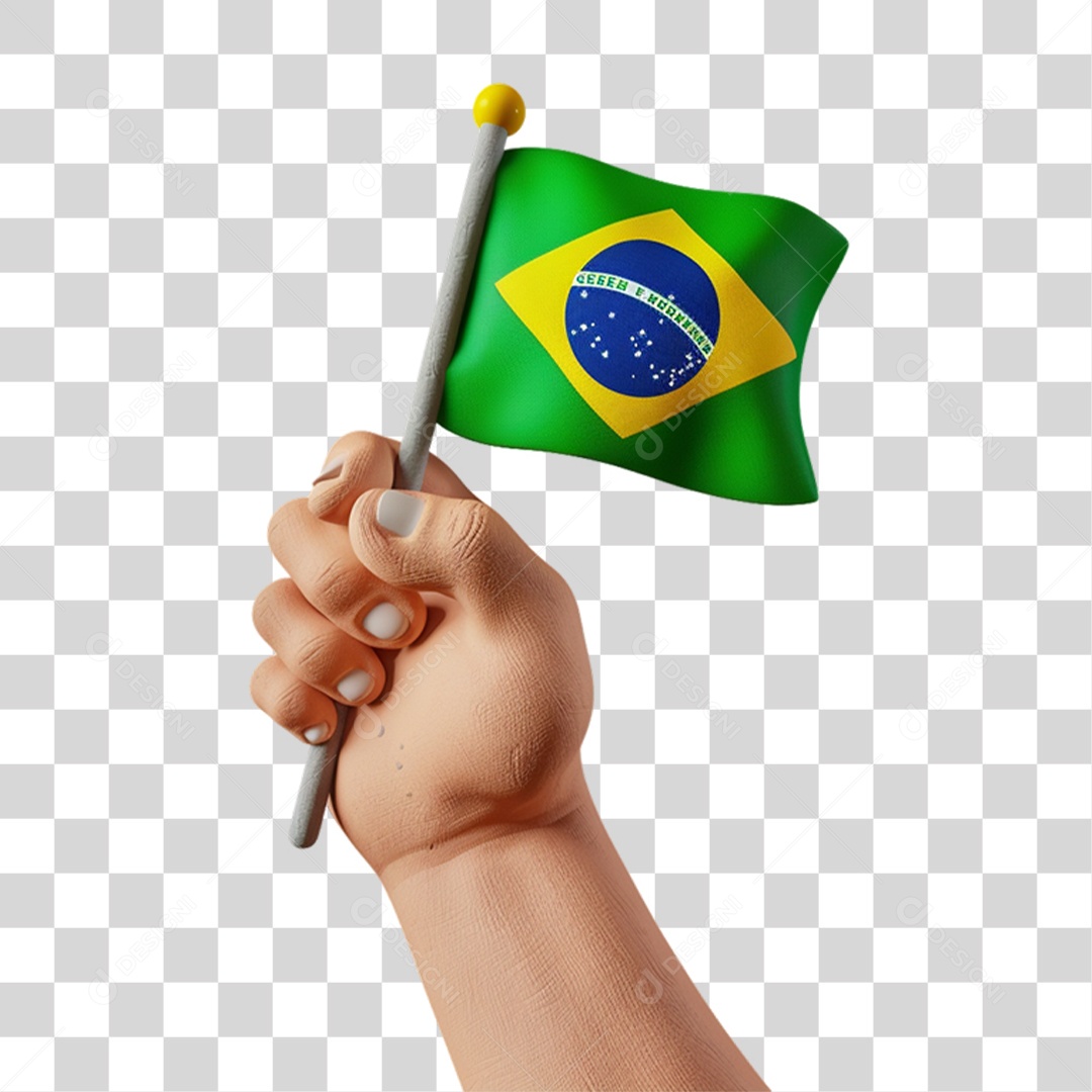 Mão Segurando Bandeira do Brasil PNG Transparente
