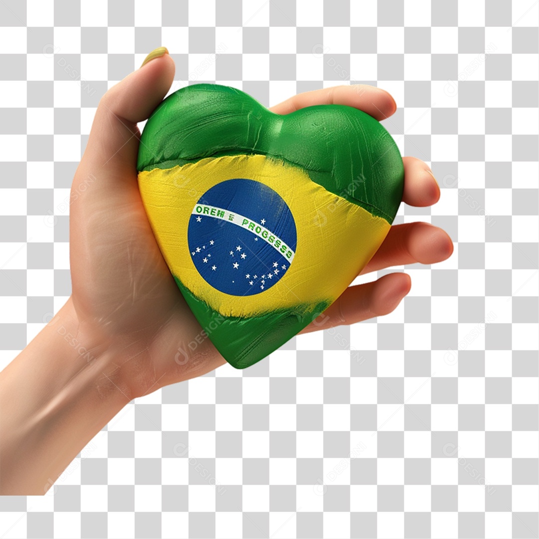 Mão Segurando Coração Brasil PNG Transparente