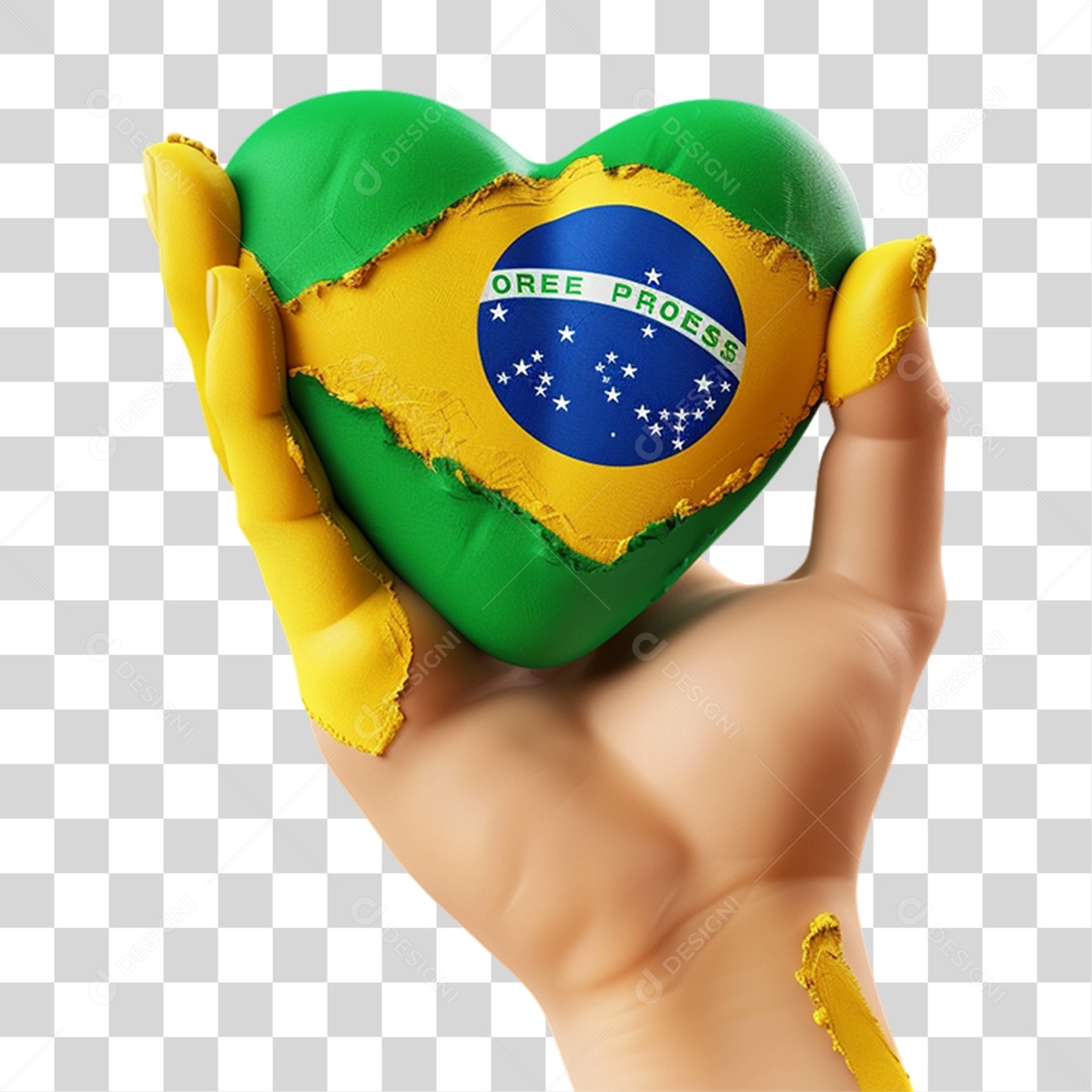 Mão Segurando Coração Brasil PNG Transparente