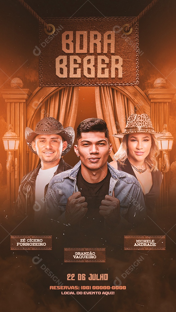 Flyer Story Bora Beber 22 de Julho Social Media PSD Editável