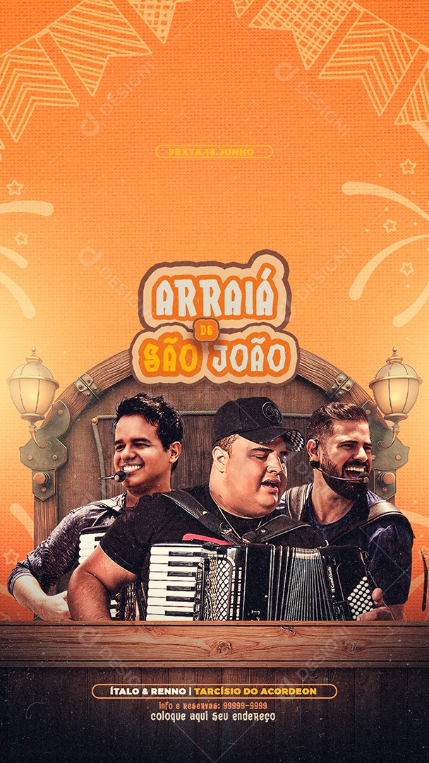 Flyer Story Arraiá de São João Tarcísio do Acordeom Social Media PSD Editável