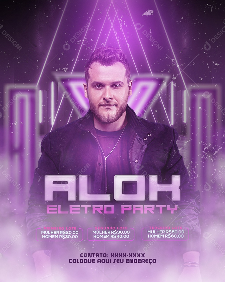 Flyer Eletro Party Alok Social Media PSD Editável