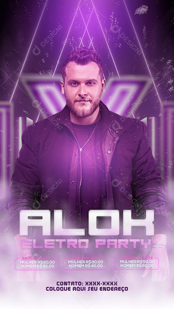 Flyer Story Eletro Party Alok Social Media PSD Editável