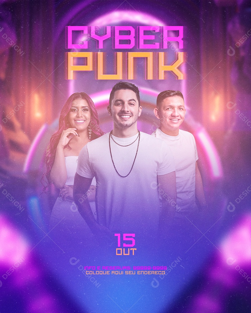 Flyer Ciber Punk 15 de Outubro Social Media PSD Editável