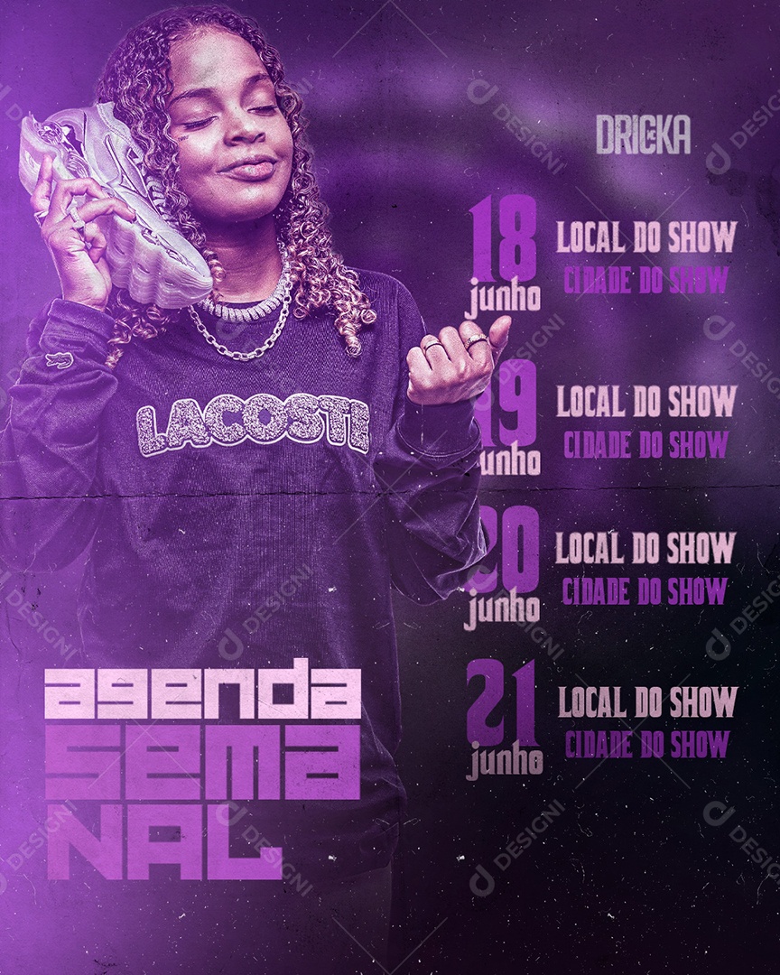 Flyer Agenda Semanal MC Drika Social Media PSD Editável