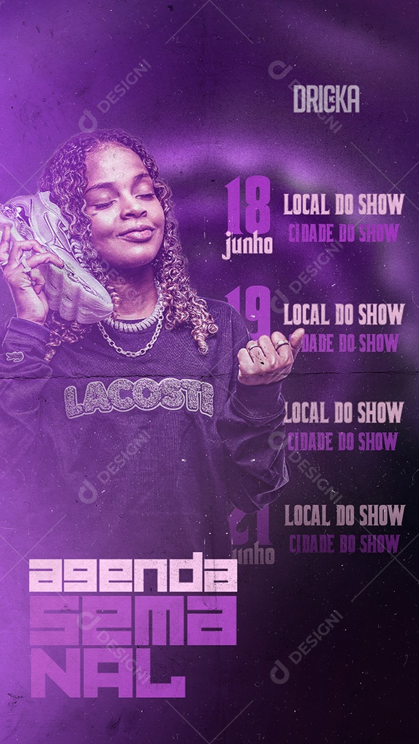 Flyer Story Agenda Semanal MC Drika Social Media PSD Editável