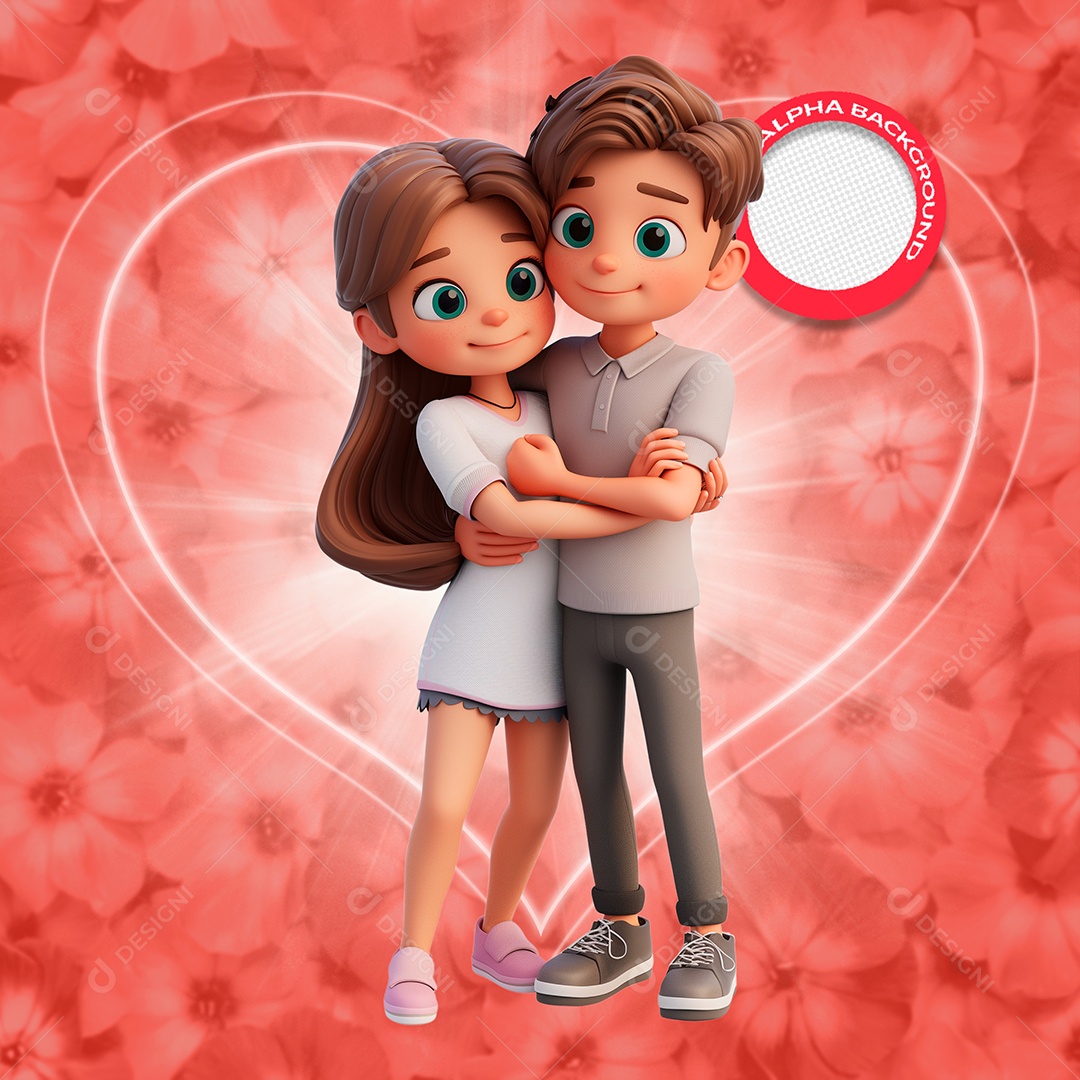 Casal Apaixonado Elemento 3D para Composição PSD