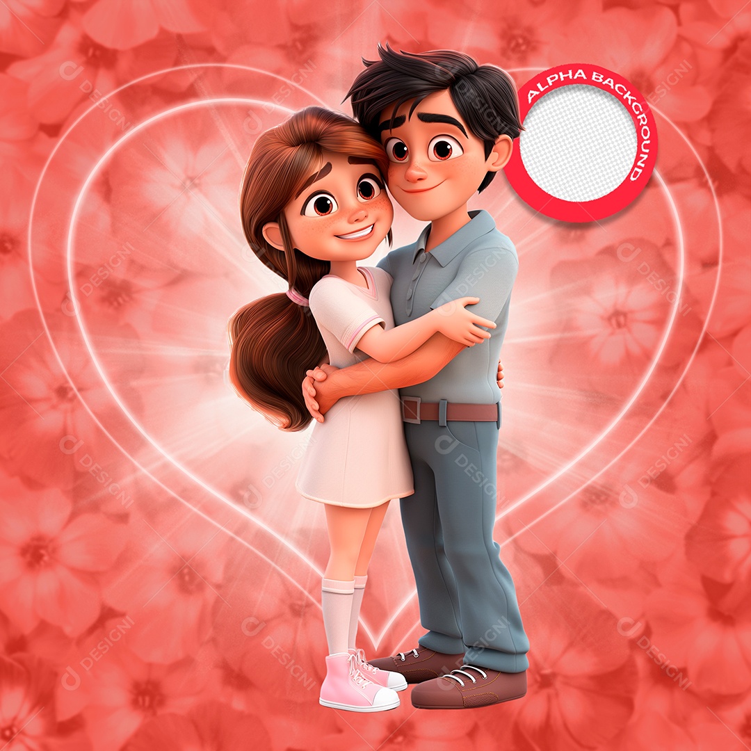 Casal Apaixonado Elemento 3D para Composição PSD