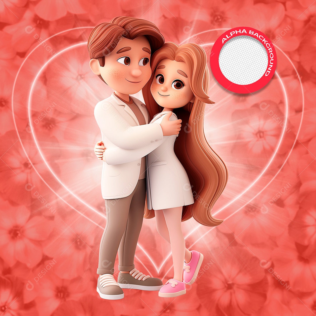 Casal Apaixonado Elemento 3D para Composição PSD