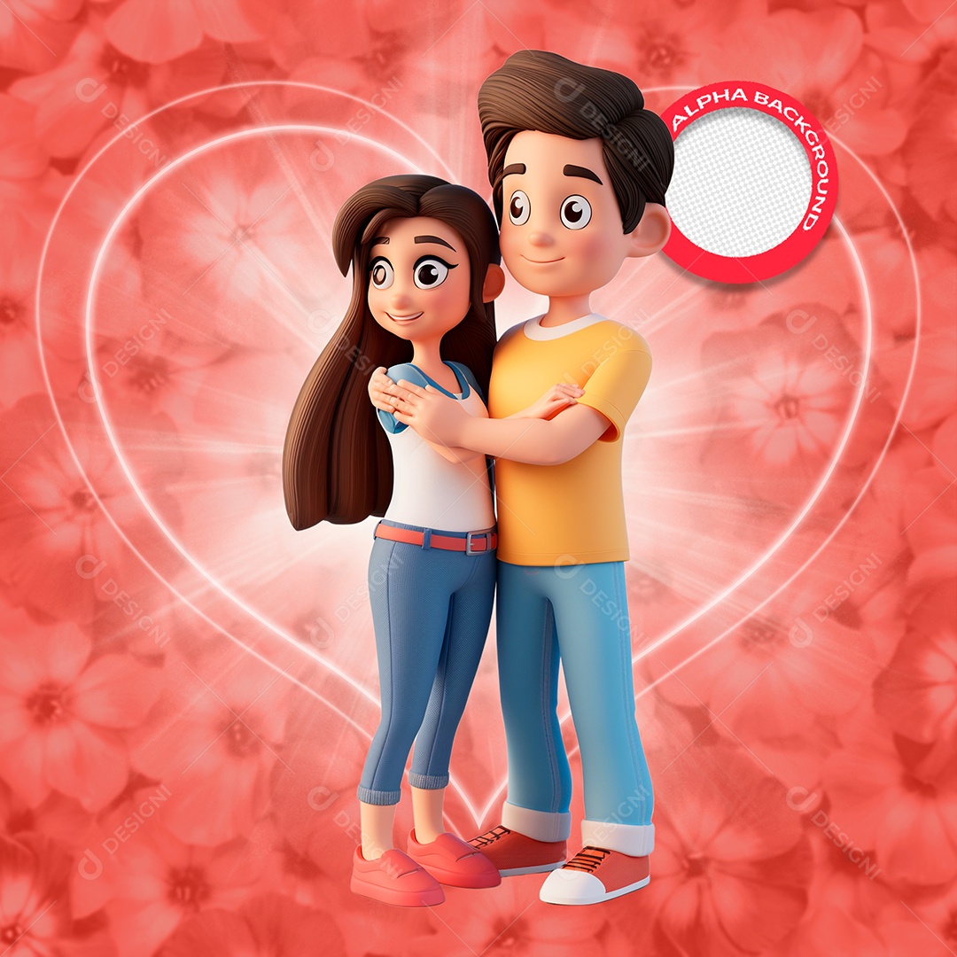 Casal Apaixonado Elemento 3D para Composição PSD
