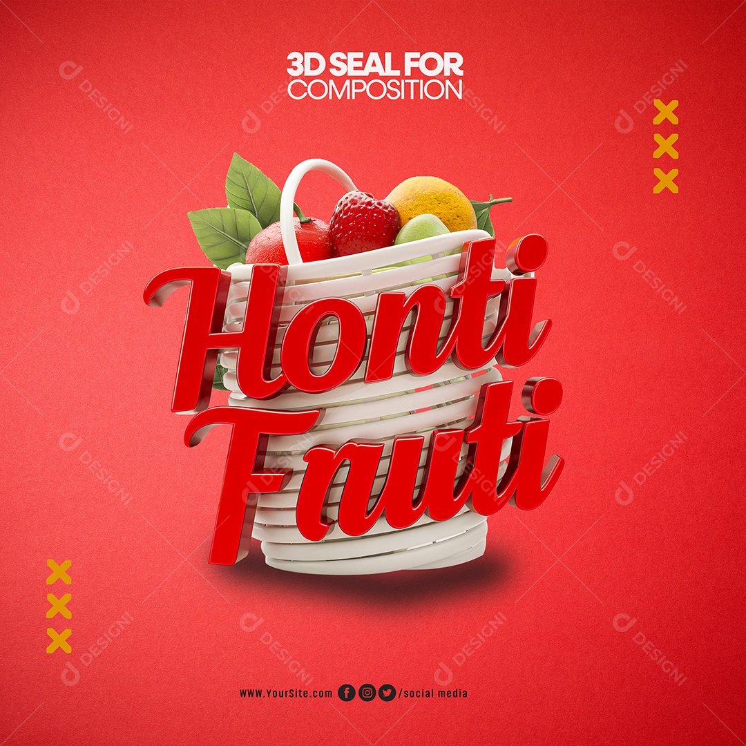 Hortifruti Selo 3D para Composição PSD
