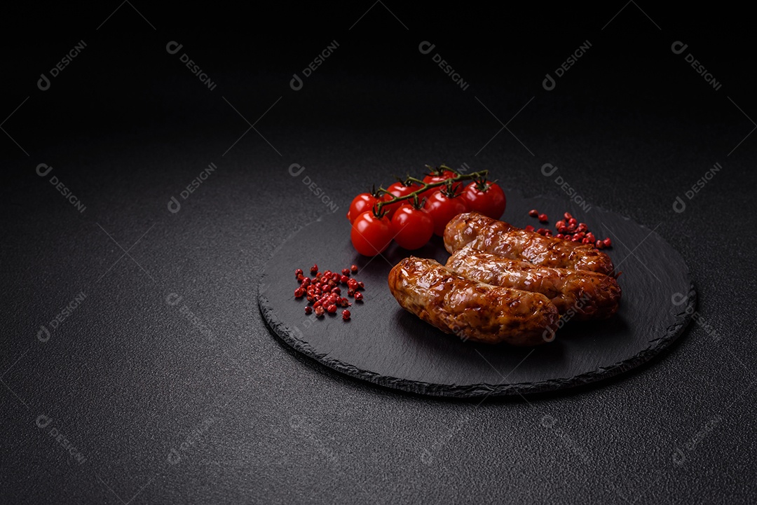 Salsichas de porco ou frango grelhadas com sal, especiarias e ervas