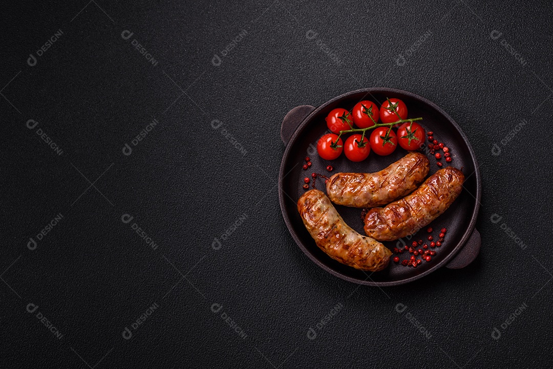 Salsichas de porco ou frango grelhadas com sal, especiarias e ervas