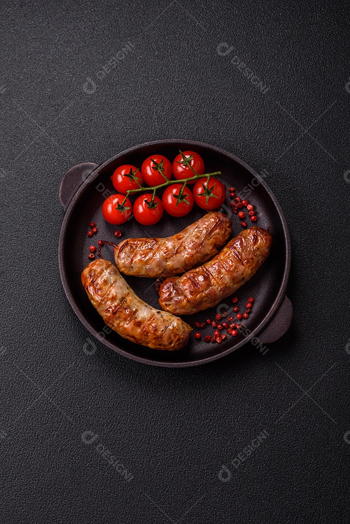 Salsichas de porco ou frango grelhadas com sal, especiarias e ervas