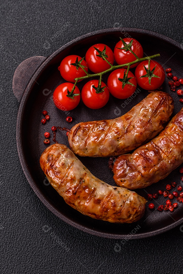 Salsichas de porco ou frango grelhadas com sal, especiarias e ervas