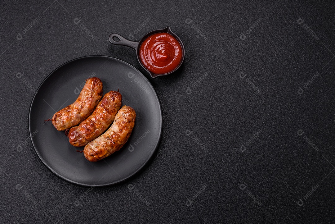 Linguiça grelhada com molho ao lado