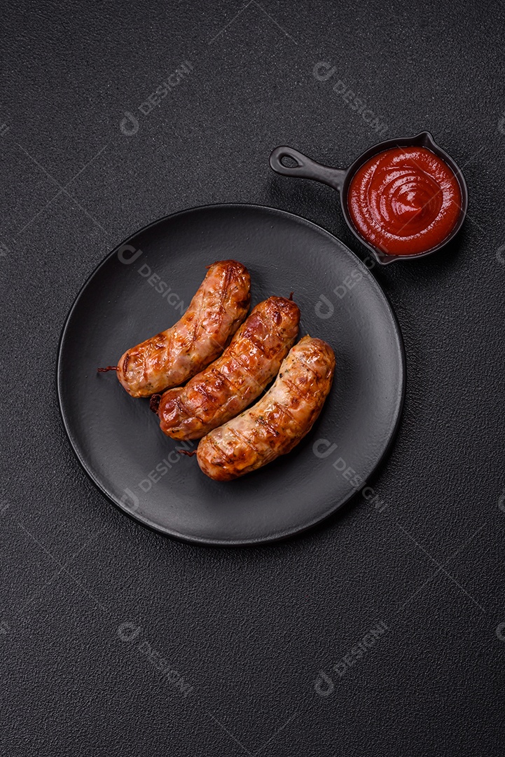Linguiça grelhada com molho ao lado