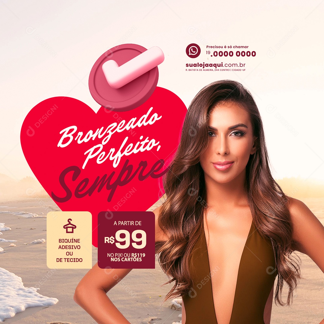 Bronzeamento Bronzeado Perfeito Sempre Social Media PSD Editável