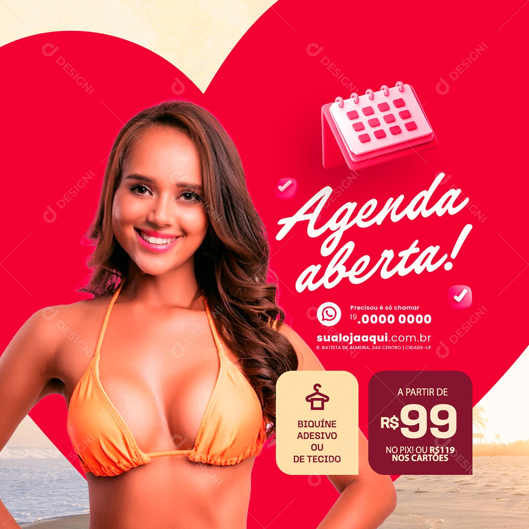 Bronzeamento Agenda Aberta Social Media PSD Editável