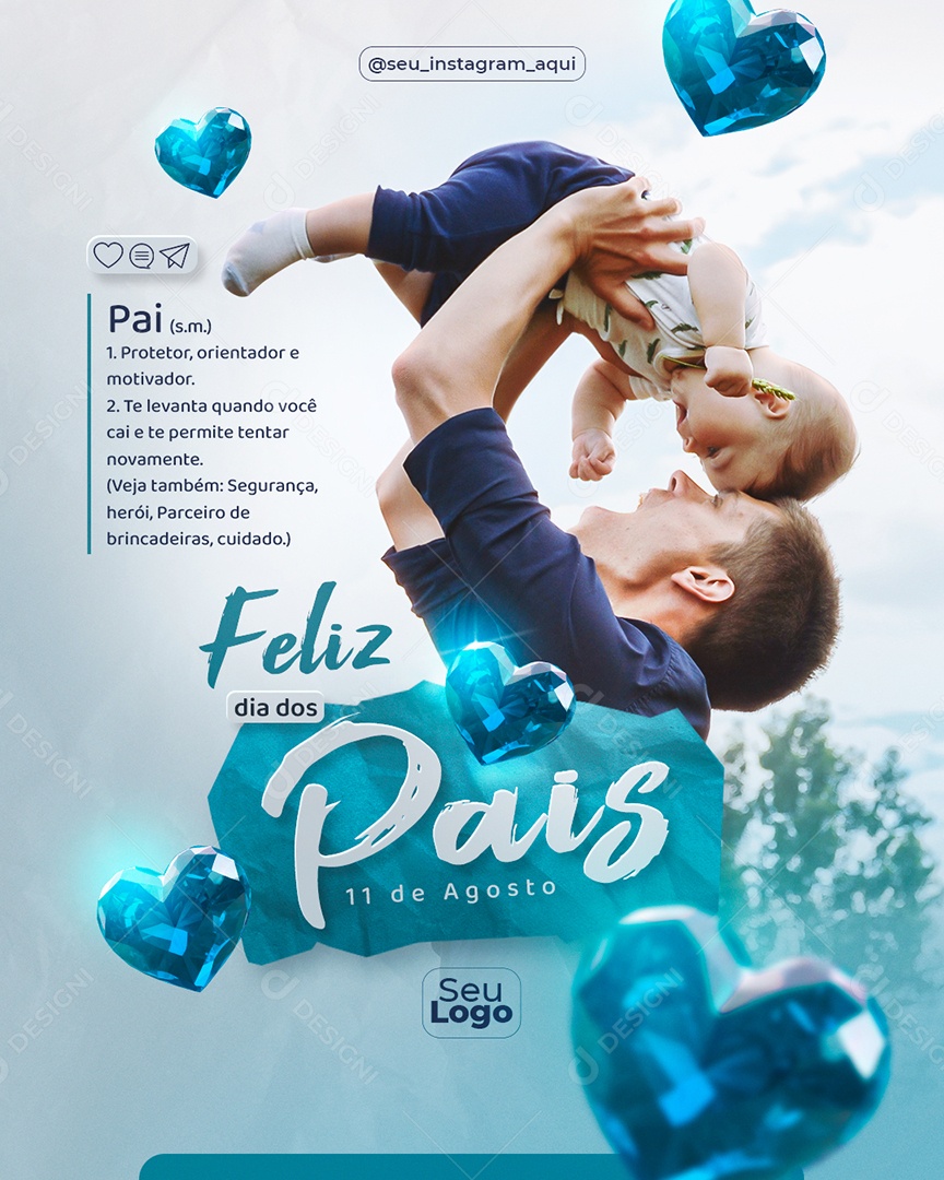 Feliz Dia Dos Pais 11 de Agosto Social Media PSD Editável