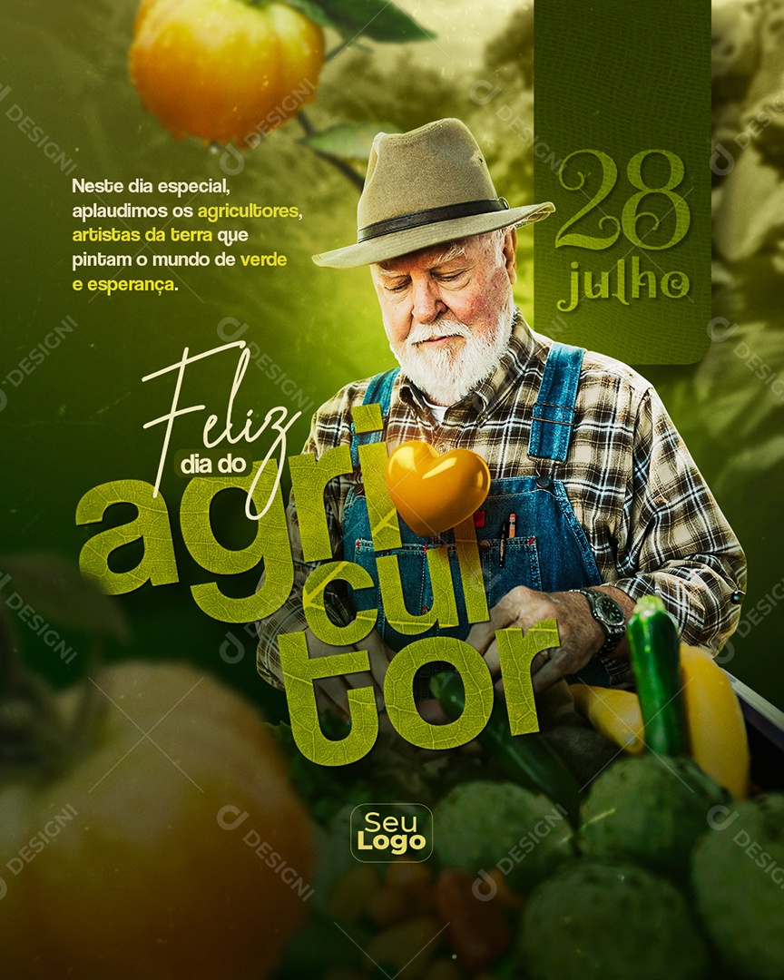 Feliz Dia do Agricultor 28 de Julho Social Media PSD Editável