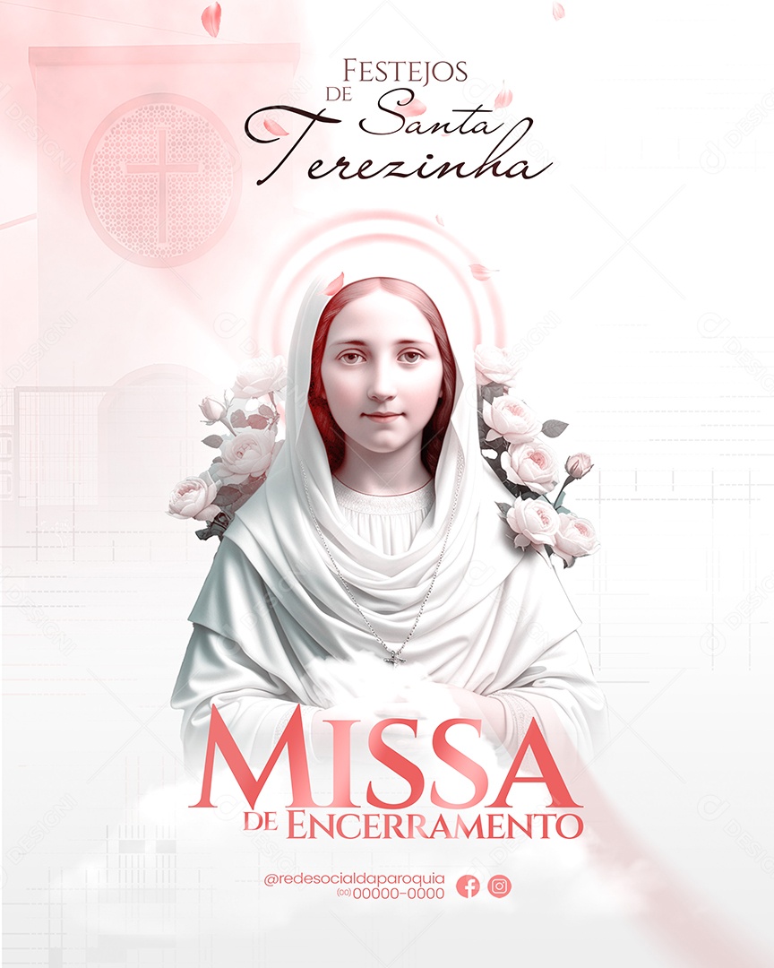 Festejos de Santa Terezinha Missa de Encerramento Social Media PSD Editável