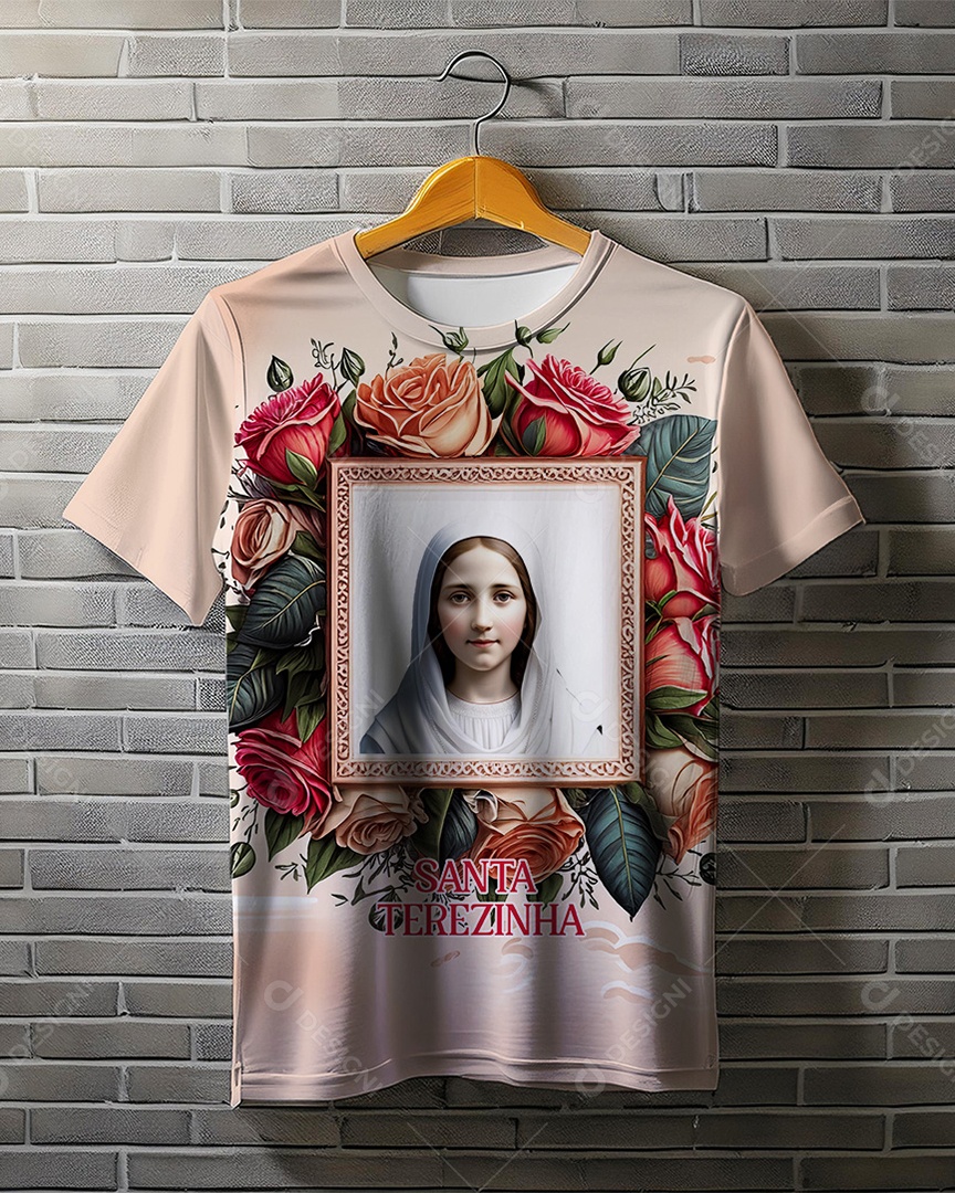Mockup Camiseta Estampa de Santa PSD Editável