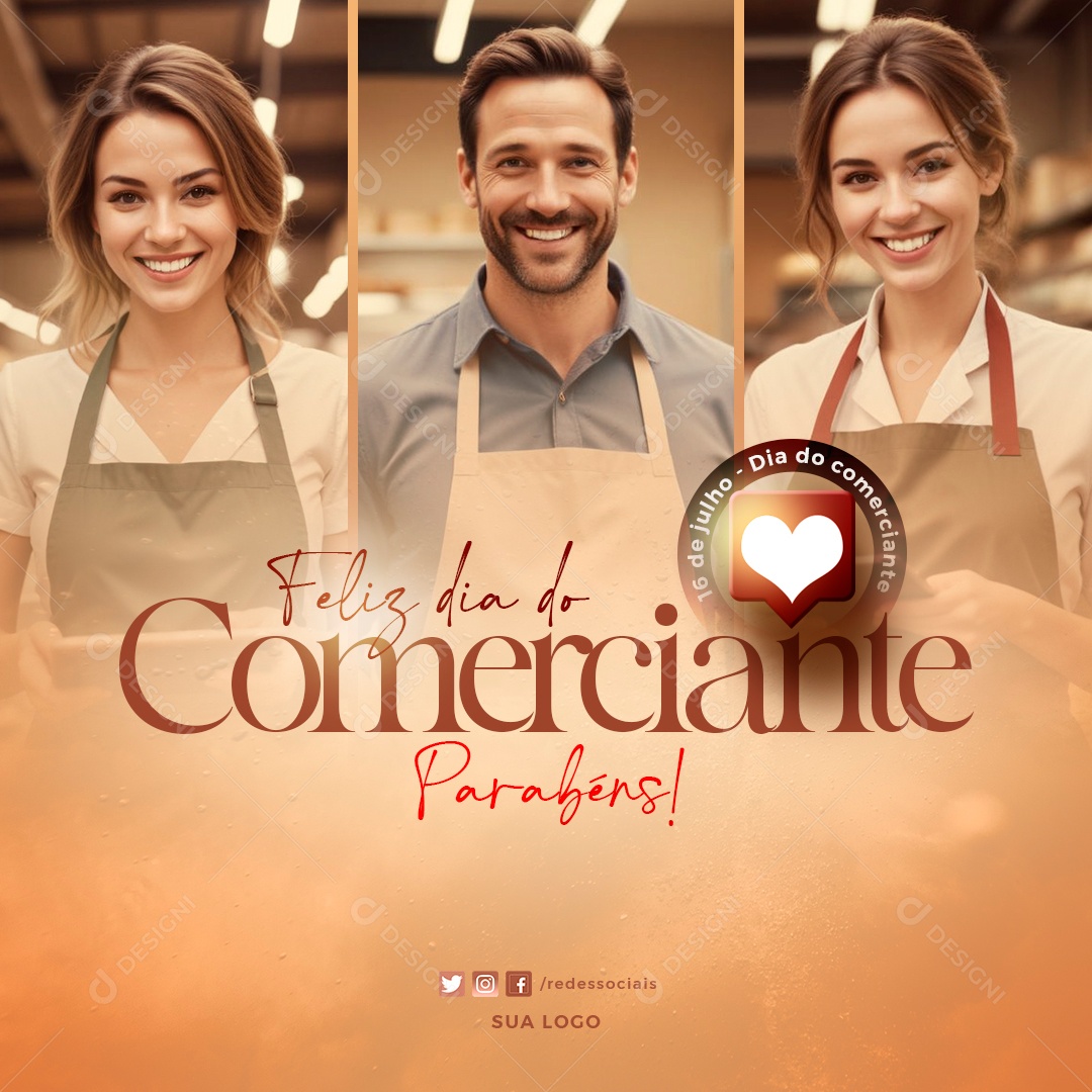 Dia do Comerciante 16 de Julho Social Media PSD Editável