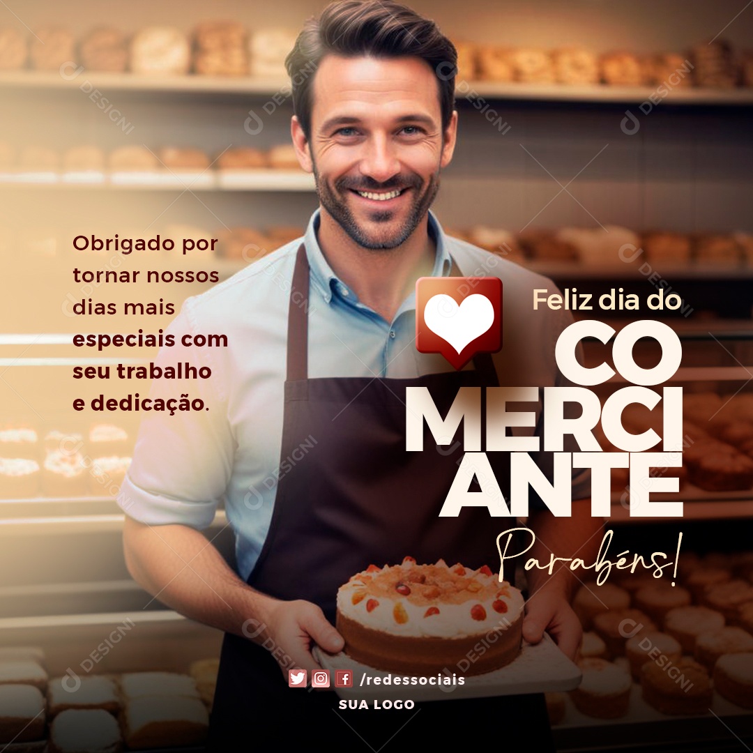 Dia do Comerciante 16 de Julho Social Media PSD Editável