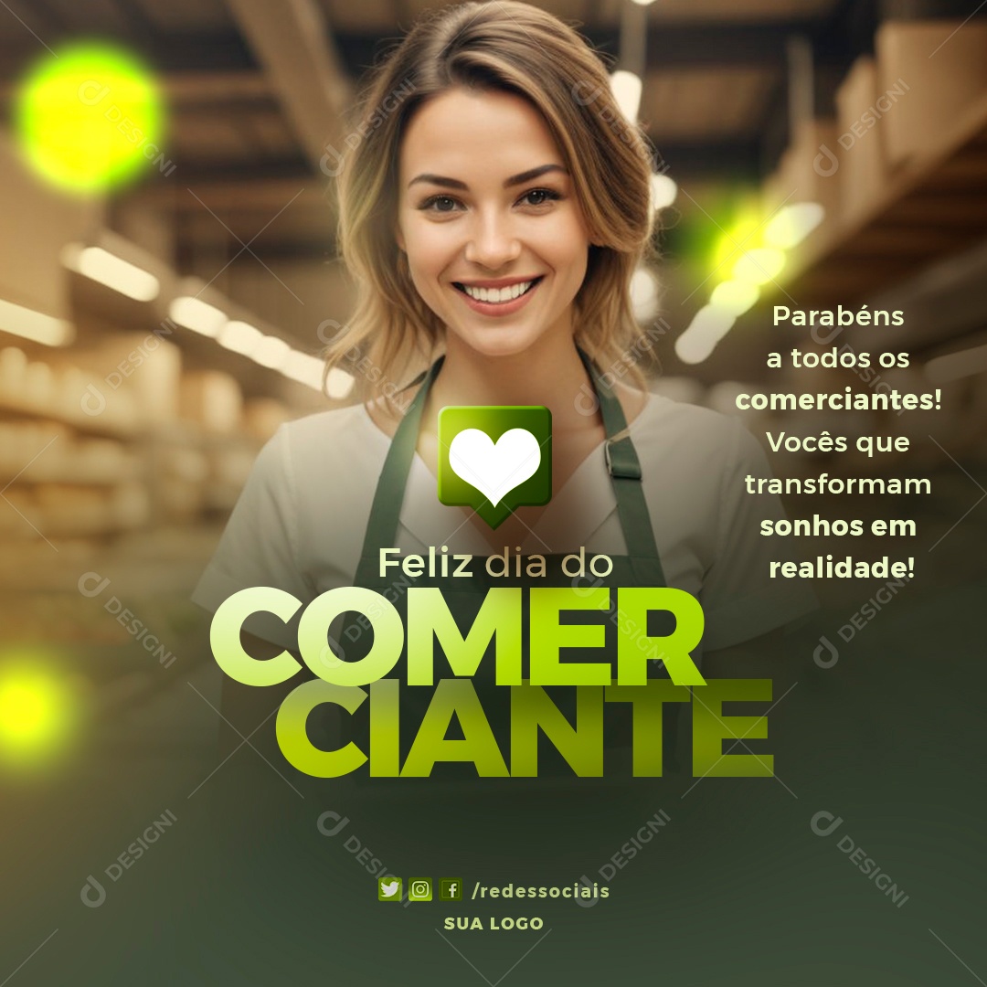 Dia do Comerciante 16 de Julho Social Media PSD Editável