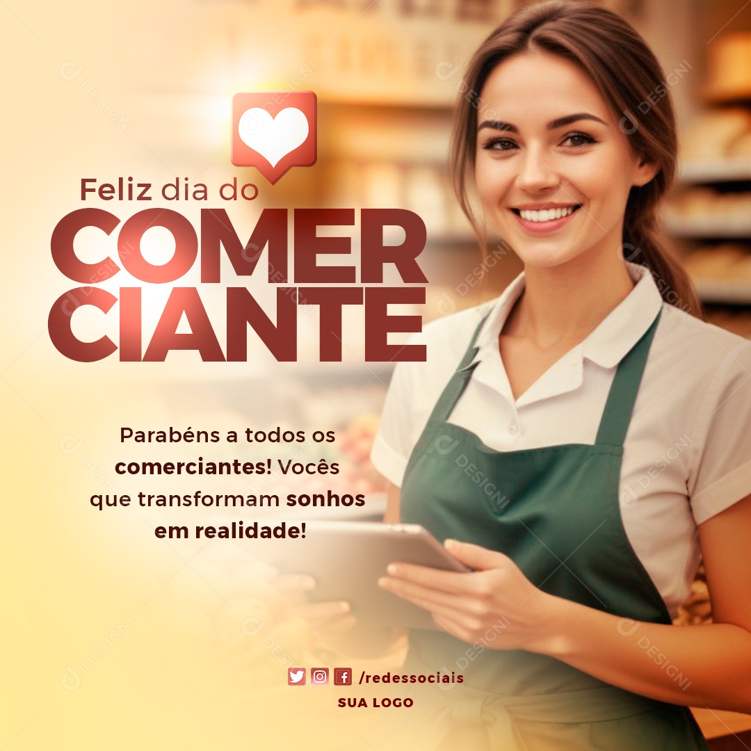 Dia do Comerciante 16 de Julho Social Media PSD Editável