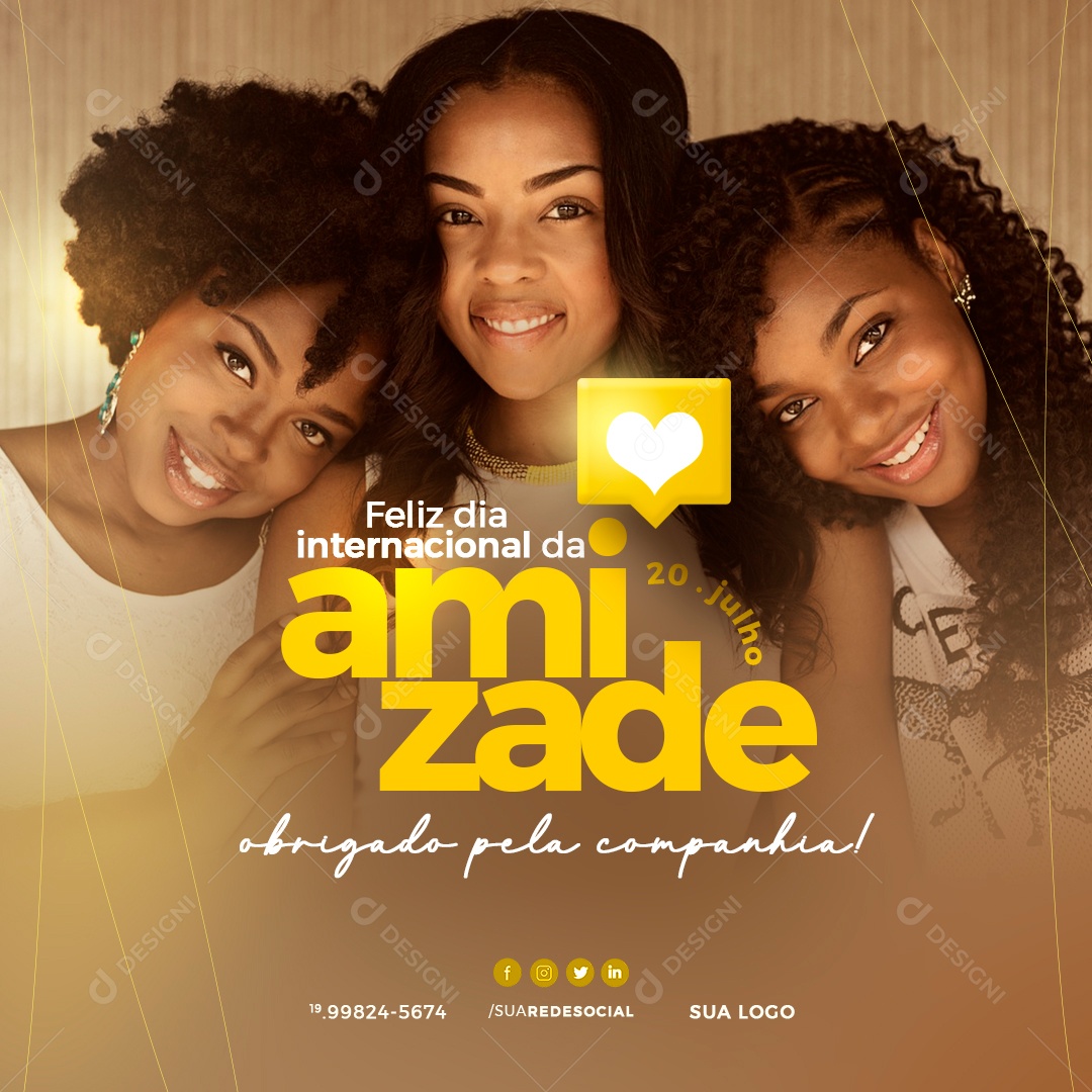 Feliz Dia do Amigo 20 de Julho Social Media PSD Editável