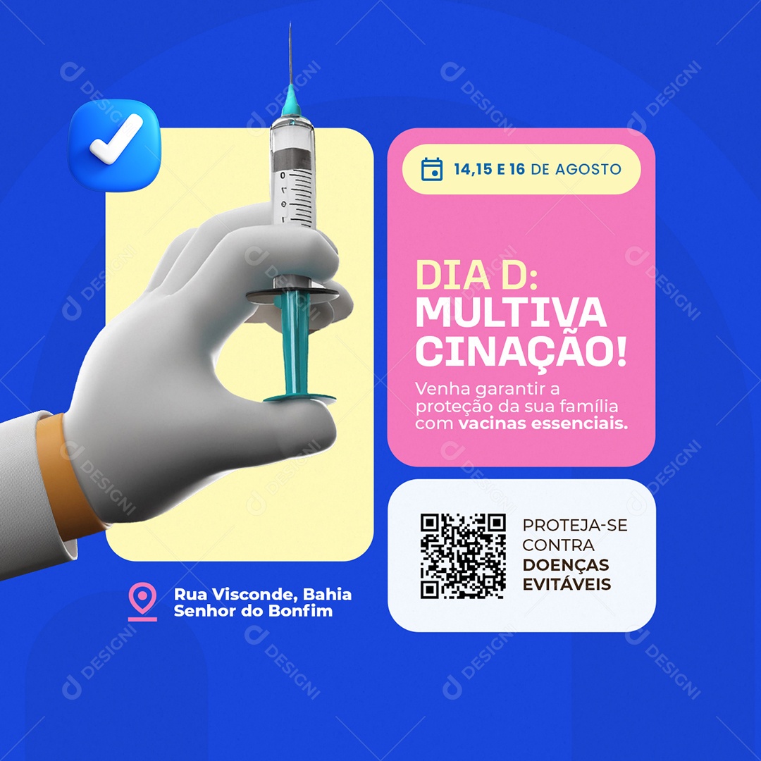 Vacinação Dia D Multivacinação Social Media PSD Editável