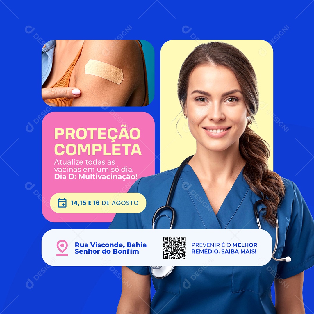 Vacinação Proteção Completa Social Media PSD Editável