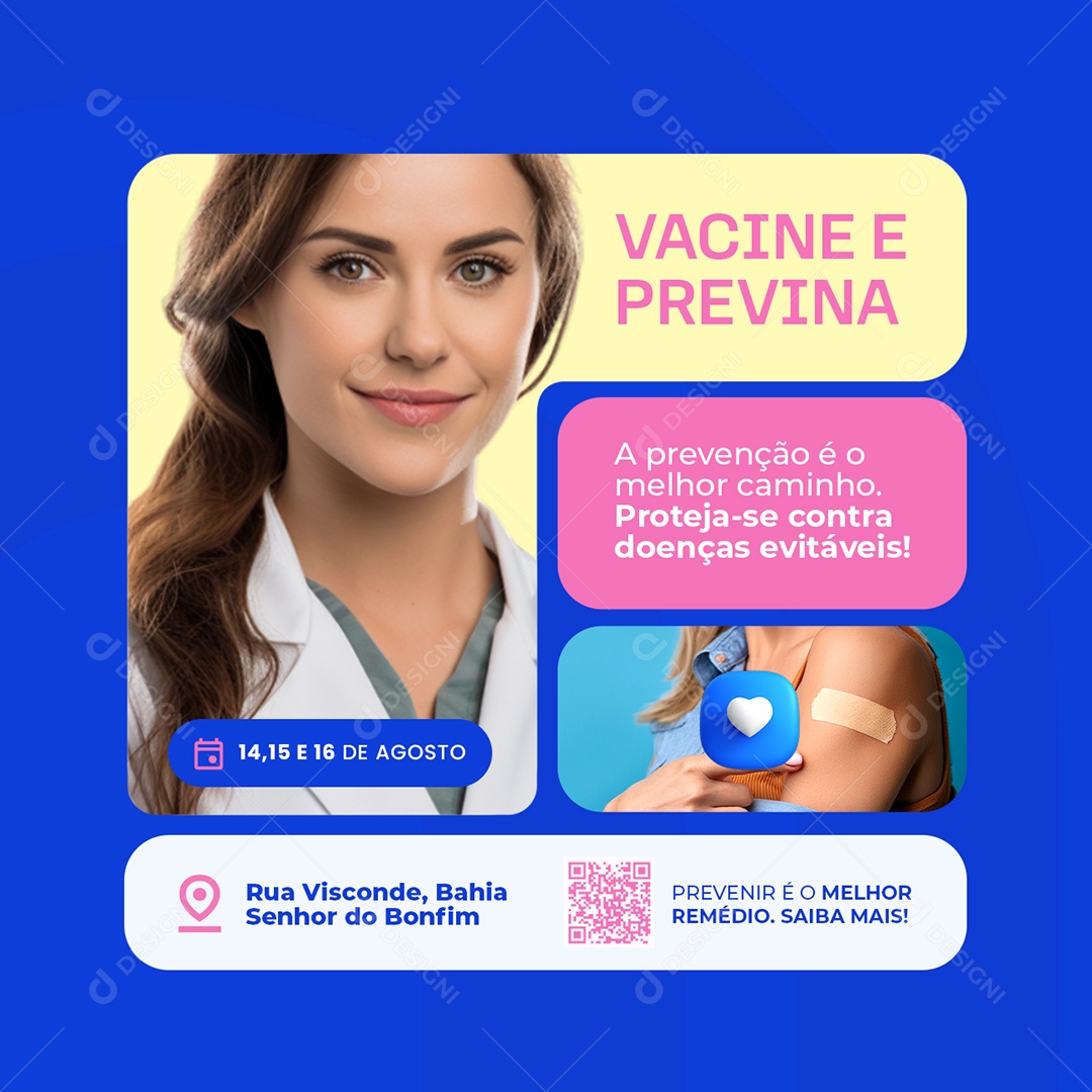 Vacinação Vacine e Previna Social Media PSD Editável