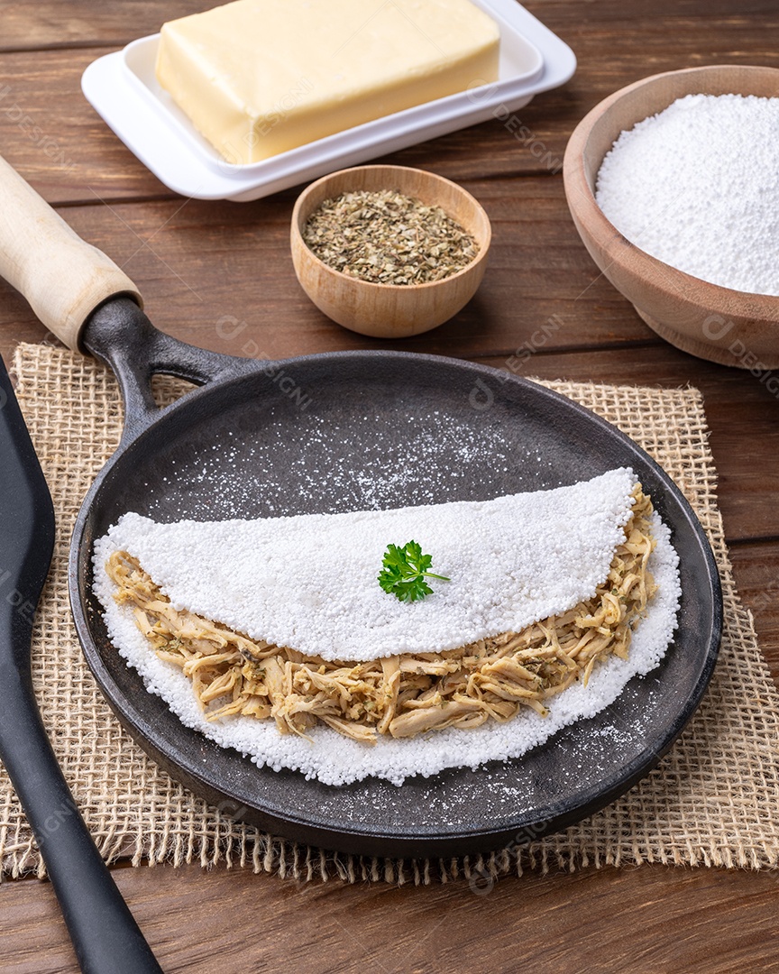 Frigideira com tapioca recheada