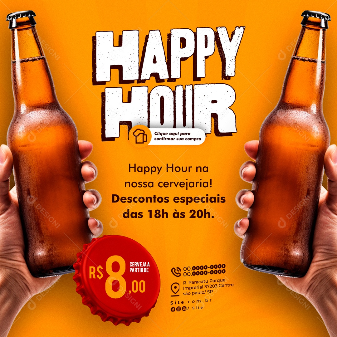 Cervejaria Happy Hour Social Media PSD Editável