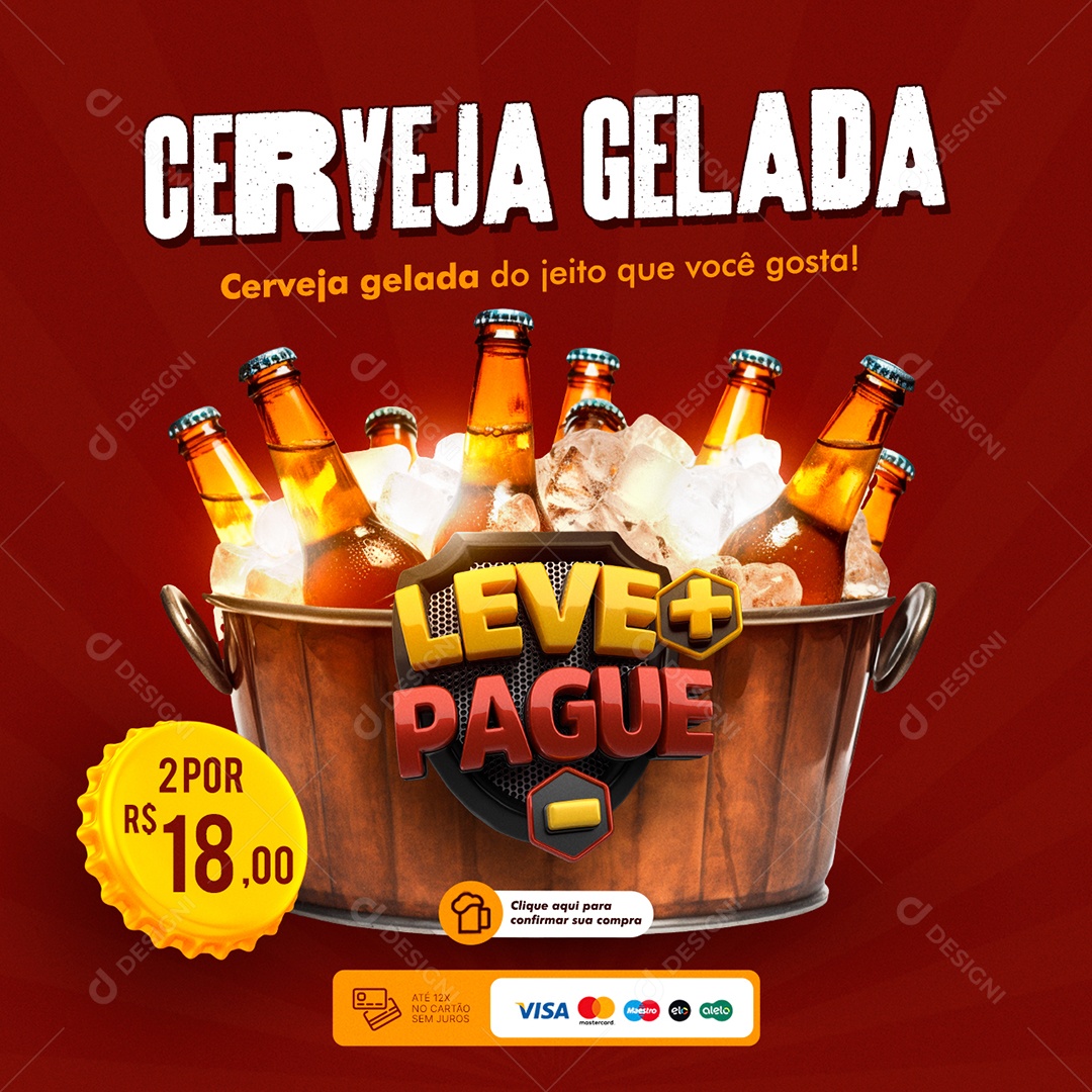 Cervejaria Cerveja Gelada Social Media PSD Editável