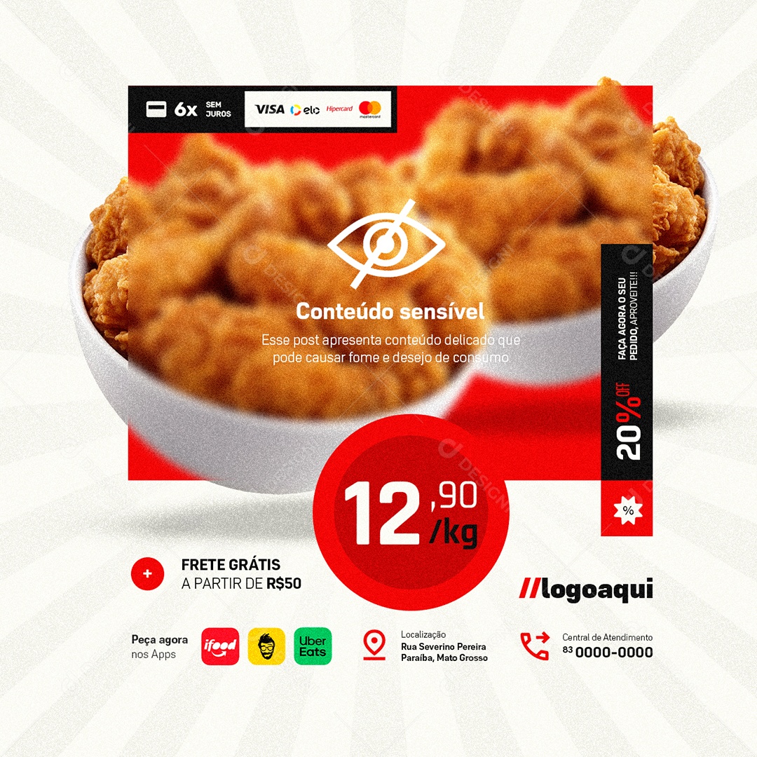 Frango Frito Frete Grátis Social Media PSD Editável