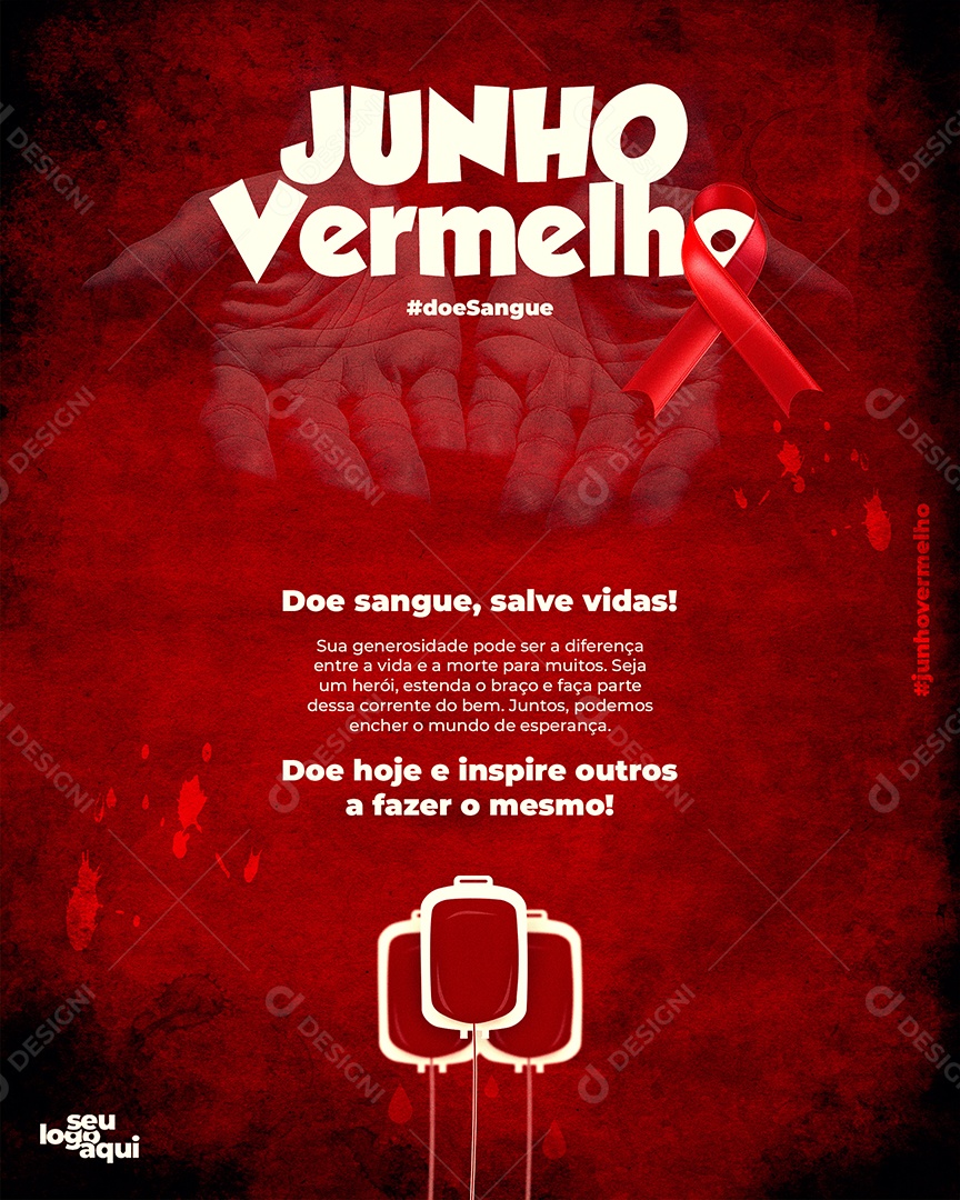 Junho Vermelho Doar Sangue Social Media PSD Editável