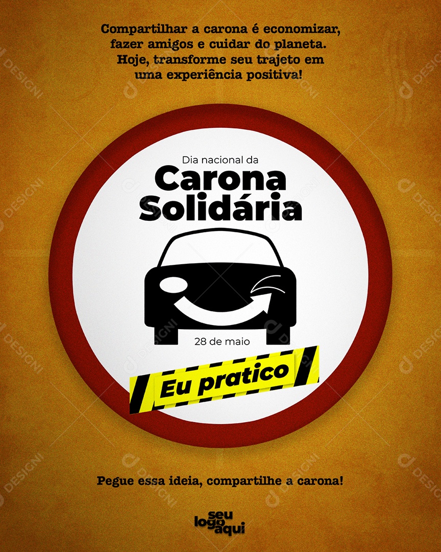 Dia da Carona Solidária 28 de Maio Social Media PSD Editável