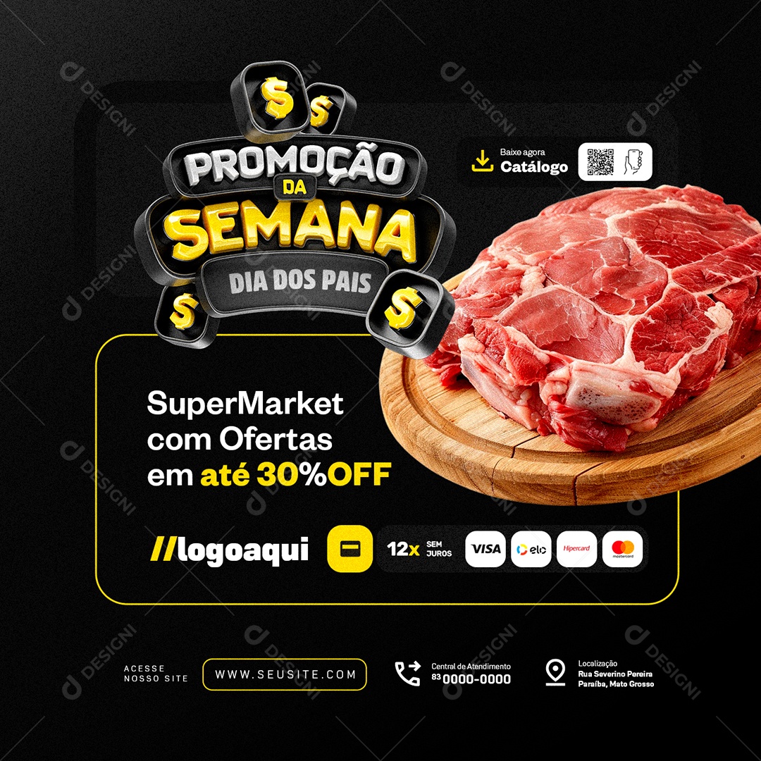 Promoção da Semana Dia dos Pais Supermercado Super Market Social Media PSD Editável